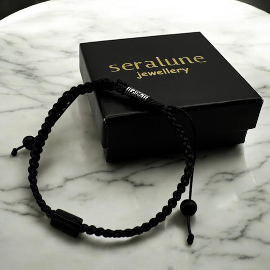 Bransoletka z Czarnym Turmalinem Fasetowanym Makramowa Kamień RAW