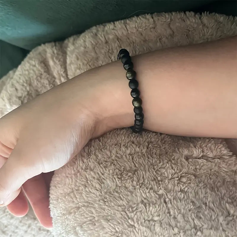 Bransoletka Ochrona Czarny Turmalin Obsydian Onyks 6mm