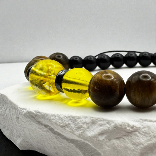 Bransoletka Cytryn Czarny Turmalin i Tygrysie Oko