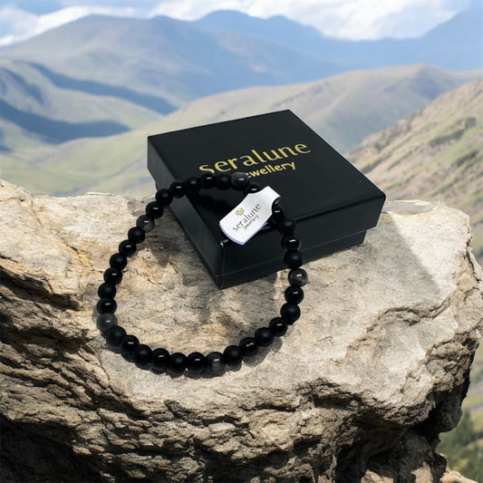 Bransoletka Ochrona Czarny Turmalin Obsydian Onyks 6mm