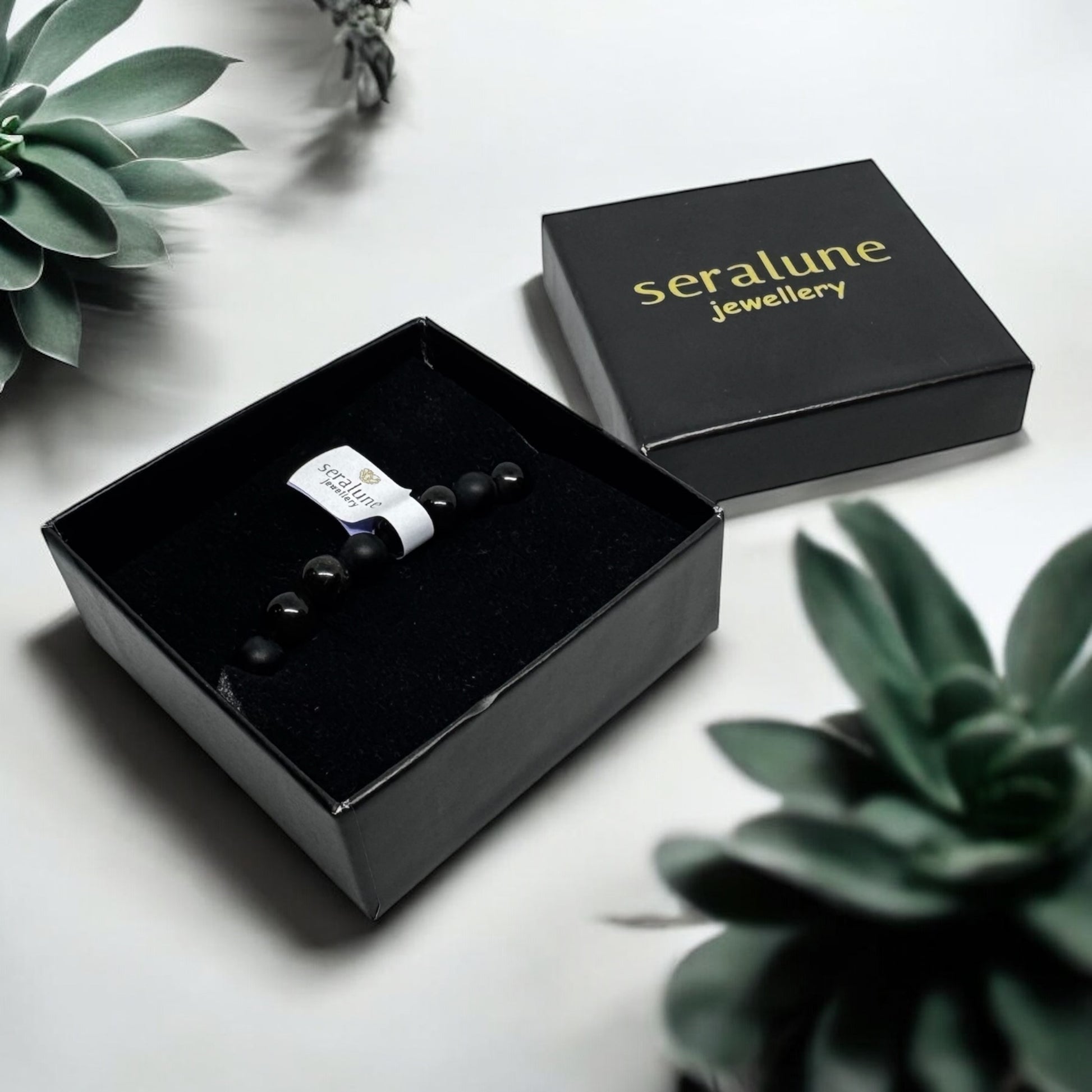 Bransoletka Onyks Obsydian Złocisty 6mm Kamienie Talizman Ochrona Amulet