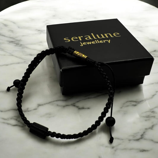 Bransoletka z Czarnym Turmalinem Fasetowanym Makramowa Kamień RAW