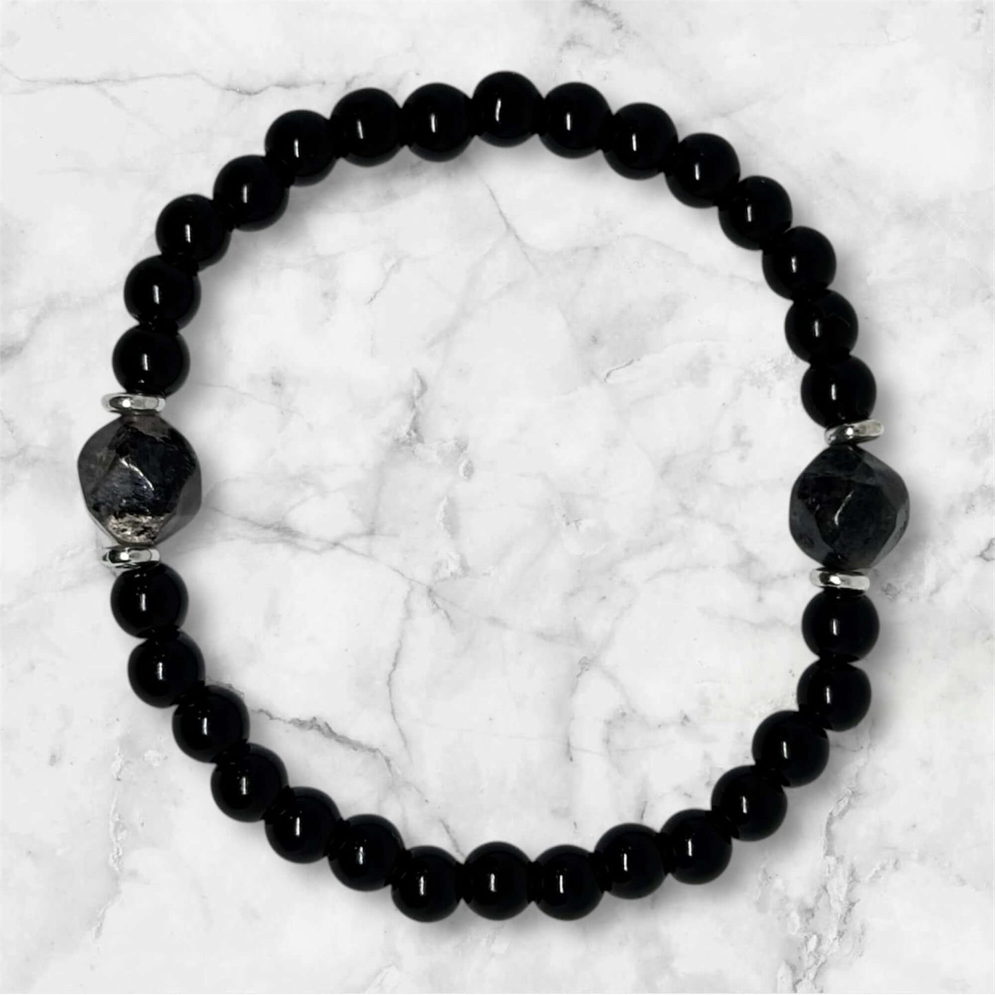 Bransoletka Czarny Turmalin i Obsydian Golden Sheen