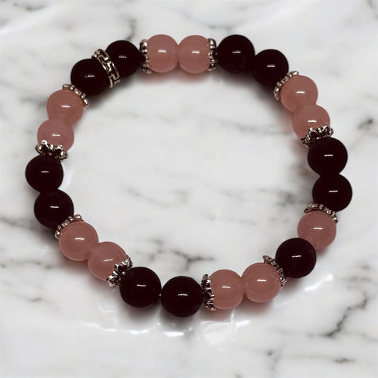 Bransoletka Granat i Różowy Kwarc Piękno, Miłość i Sukces