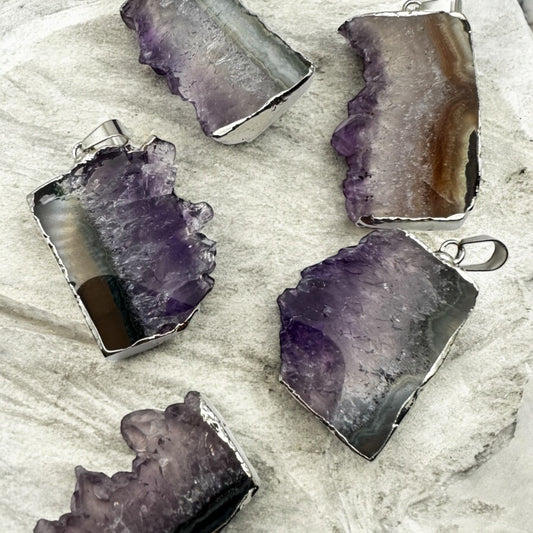 Naszyjnik Ametyst Klaster Naturalny z Ametystem Stal Jubilerska