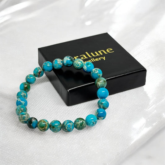 Bransoletka Jaspis Cesarski Turkusowy Przyciąganie Pieniędzy Sukces