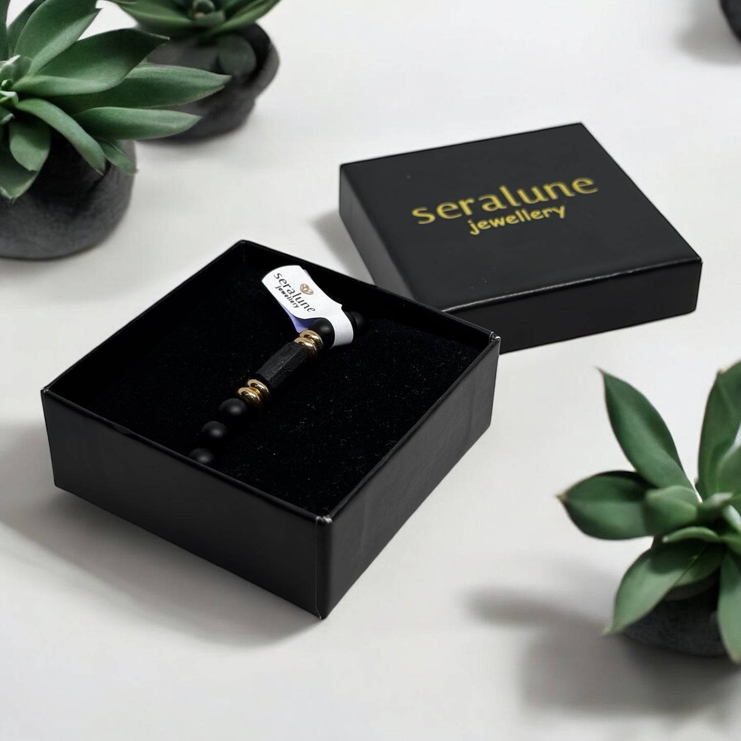 Bransoletka z Czarnego Turmalinu RAW i Onyksu Talizman Ochronny