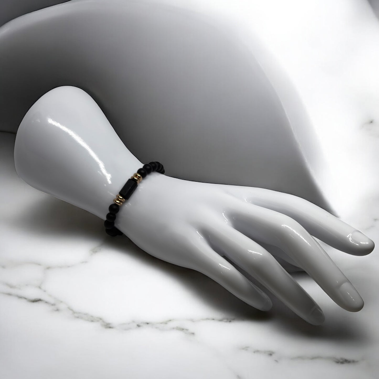 Bransoletka z Czarnego Turmalinu RAW i Onyksu Talizman Ochronny