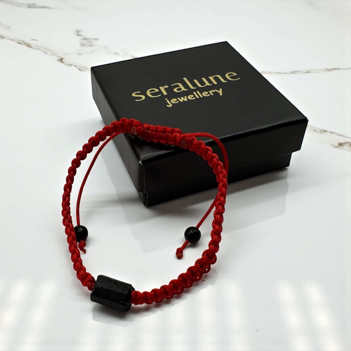 Bransoletka Ochronna Czarny Turmalin Czerwony Sznurek