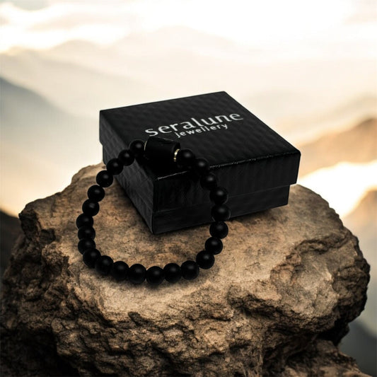 Bransoletka Dla Znaku Zodiaku Wodnik Onyks 8mm - Seralune