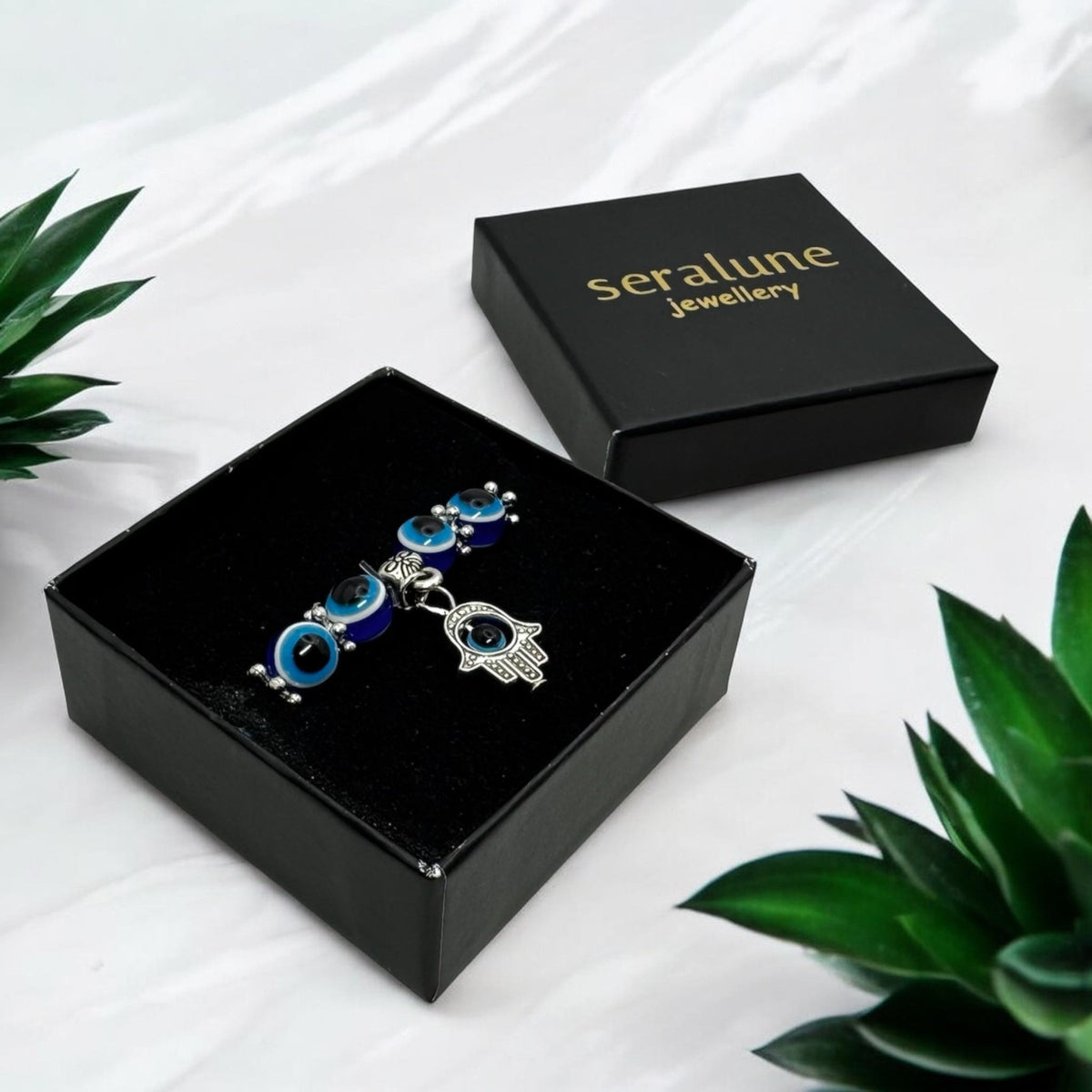 Bransoletka Ochronna Ręka Fatimy Oko Proroka Hamsa 8mm - Seralune