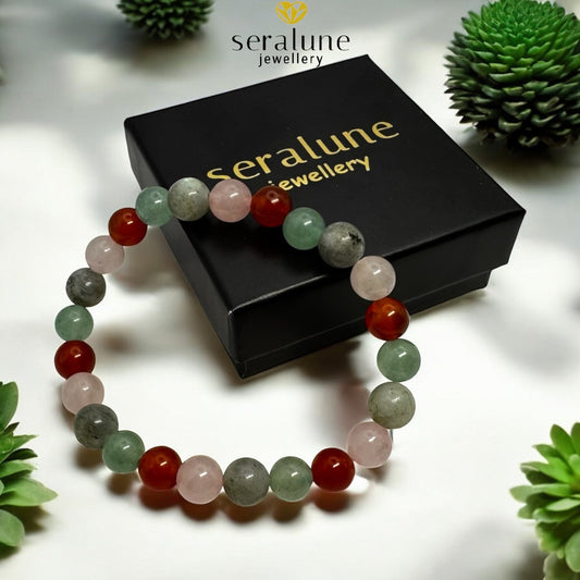Bransoletka Znak Zodiaku Byk Karneol Labradoryt Awanturyn Kwarc 8mm - Seralune
