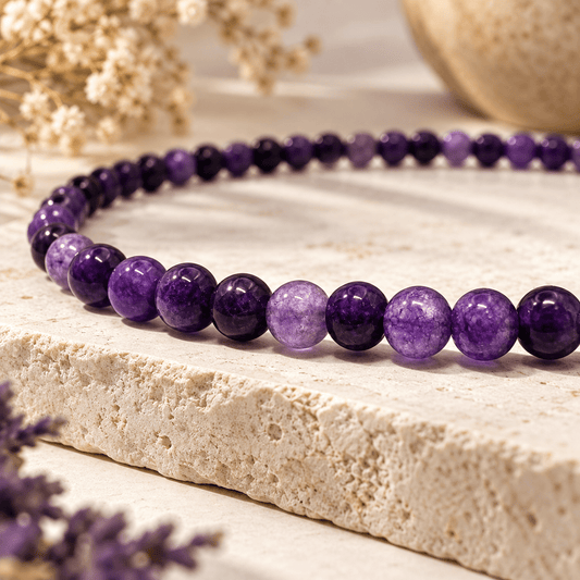 Naszyjnik Ametyst Choker Naturalny Kamień 3mm - Seralune