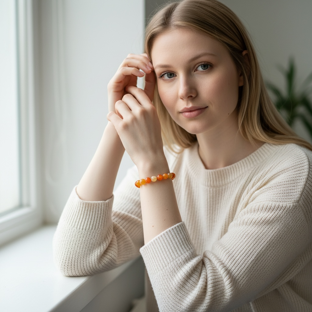 Bransoletka Agat Trawiony Matowy Kamień 8mm Harmonia Ochrona