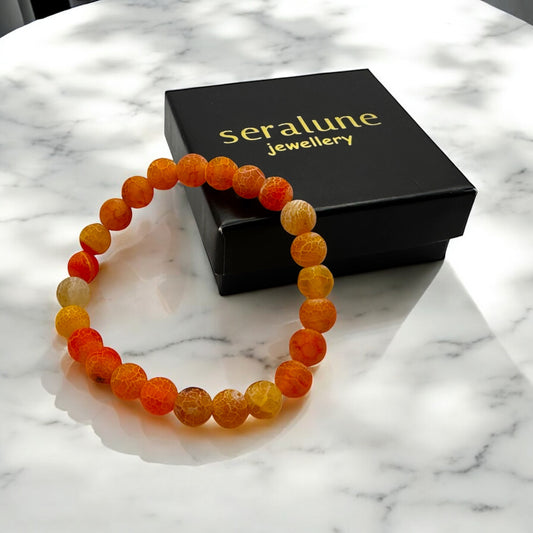 Bransoletka Agat Trawiony Matowy Kamień 8mm Harmonia Ochrona