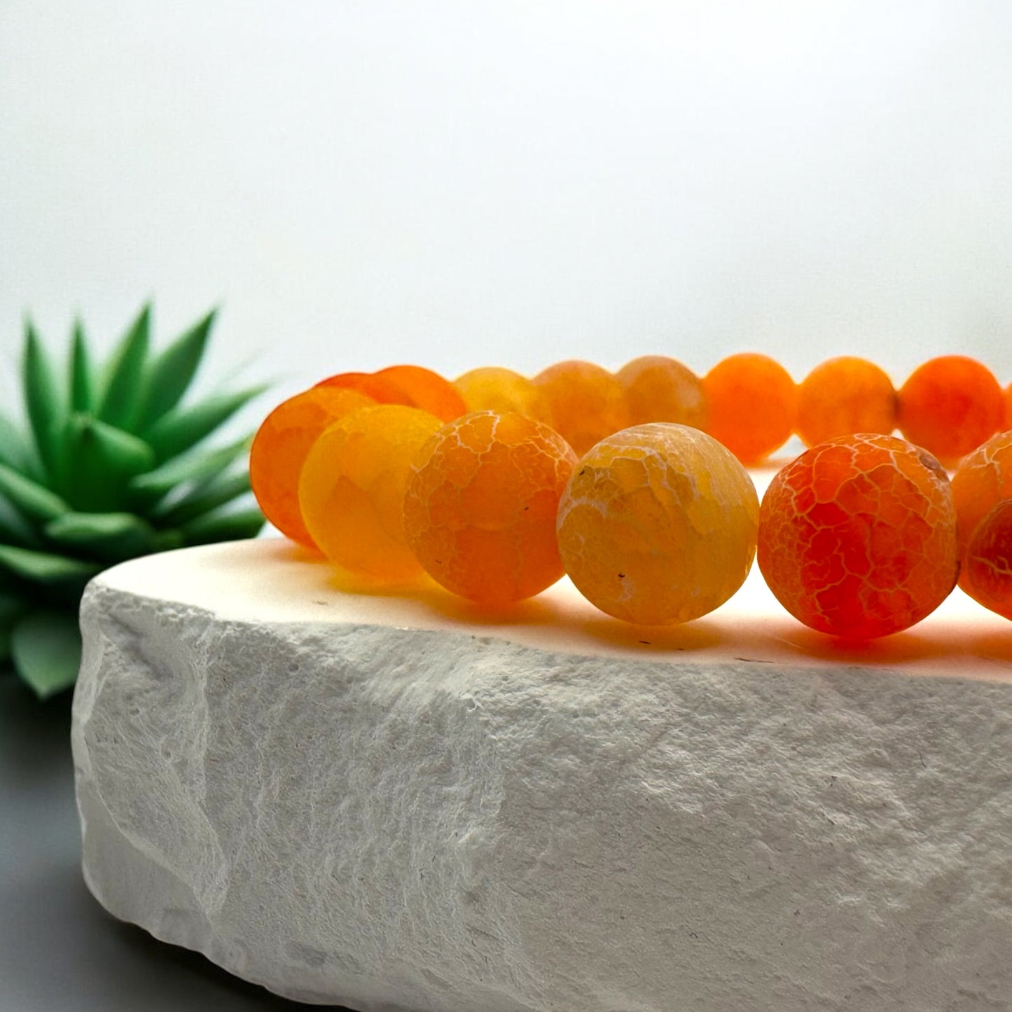 Bransoletka Agat Trawiony Matowy Kamień 8mm Harmonia Ochrona