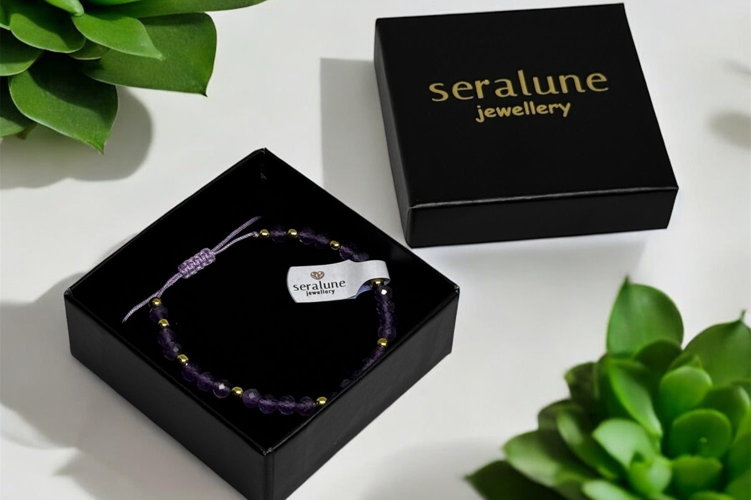 Bransoletka Ametyst Kamień 4mm Sznurkowa Złota Harmonia i Spokój