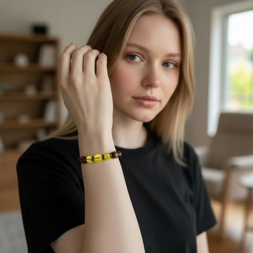 Bransoletka Cytryn Czarny Turmalin i Tygrysie Oko