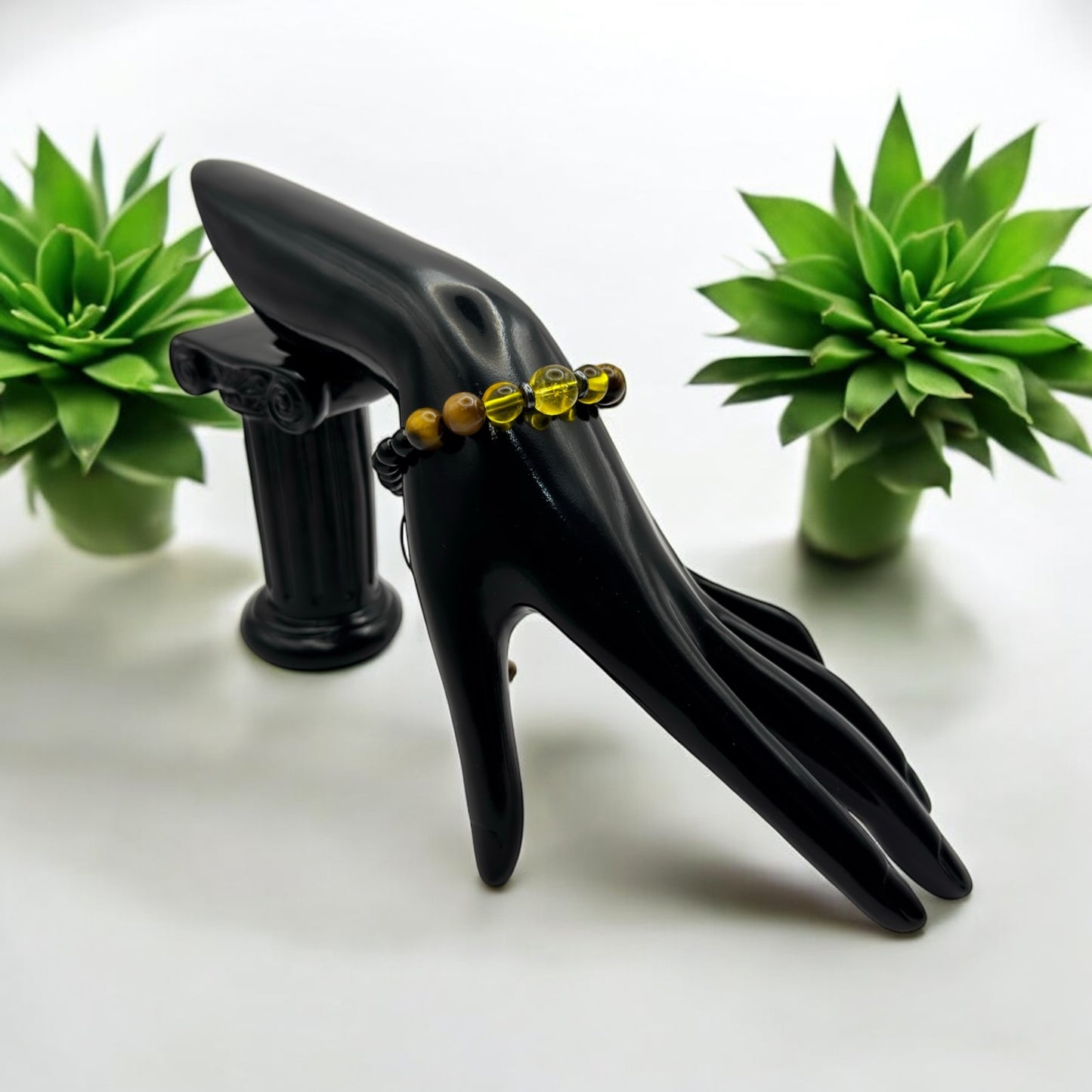 Bransoletka Cytryn Czarny Turmalin i Tygrysie Oko