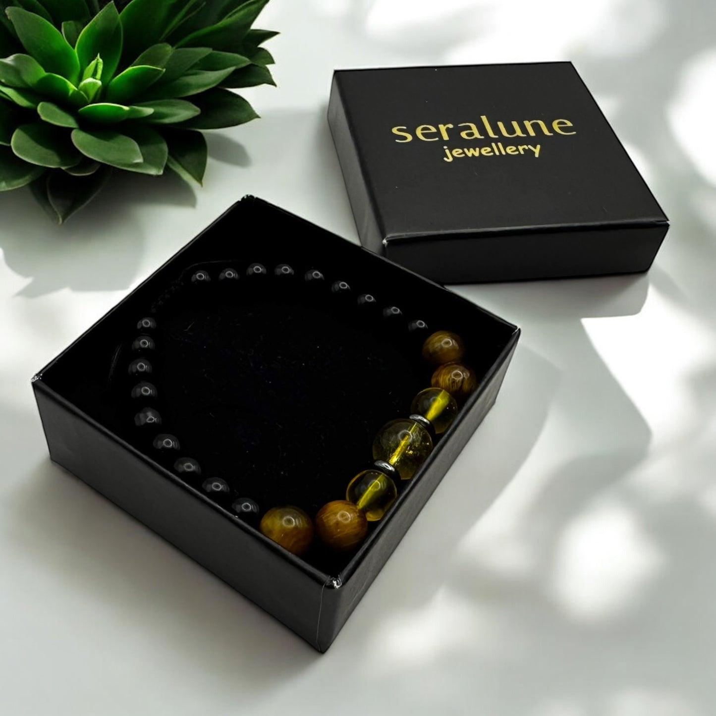 Bransoletka Cytryn Czarny Turmalin i Tygrysie Oko