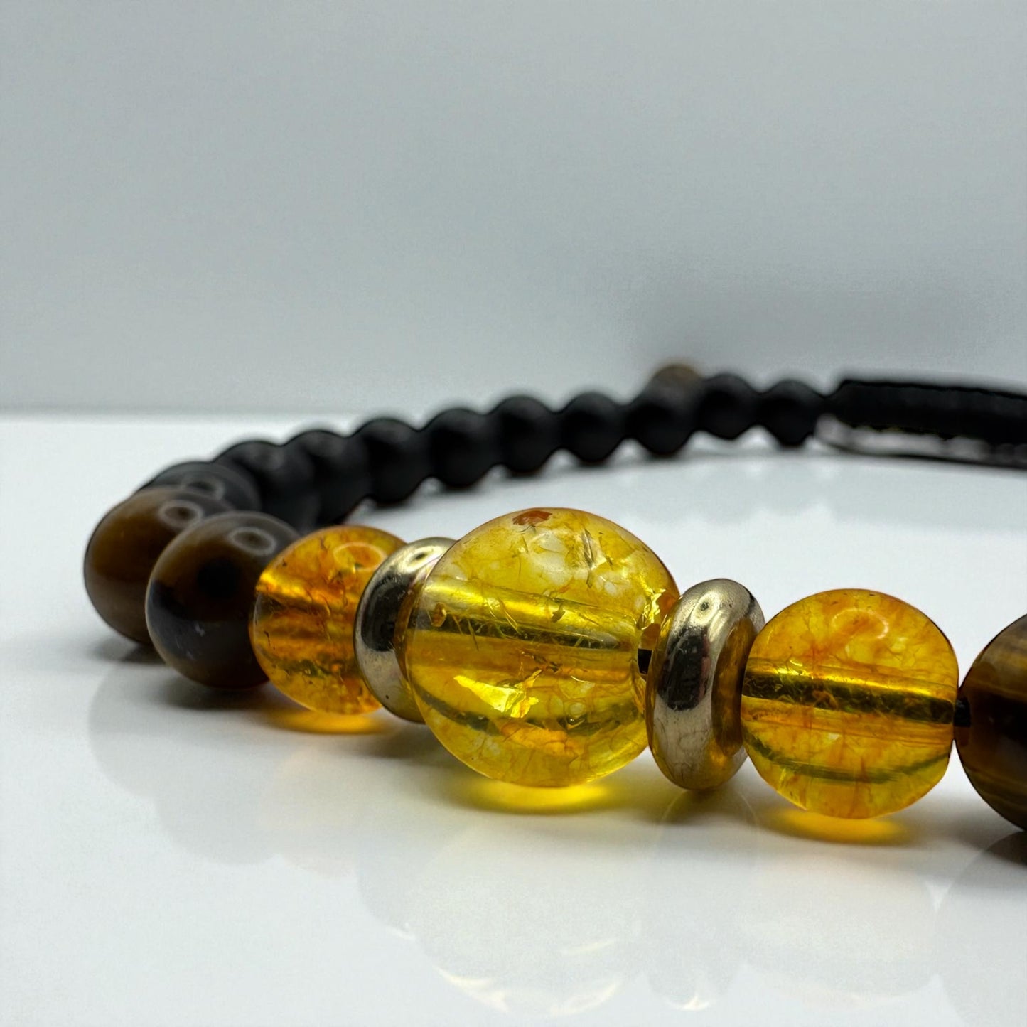 Bransoletka Cytryn Czarny Turmalin i Tygrysie Oko 