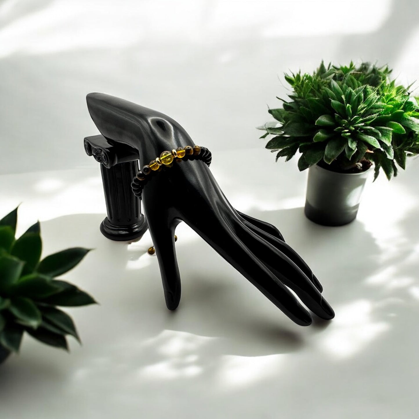 Bransoletka Cytryn Czarny Turmalin i Tygrysie Oko