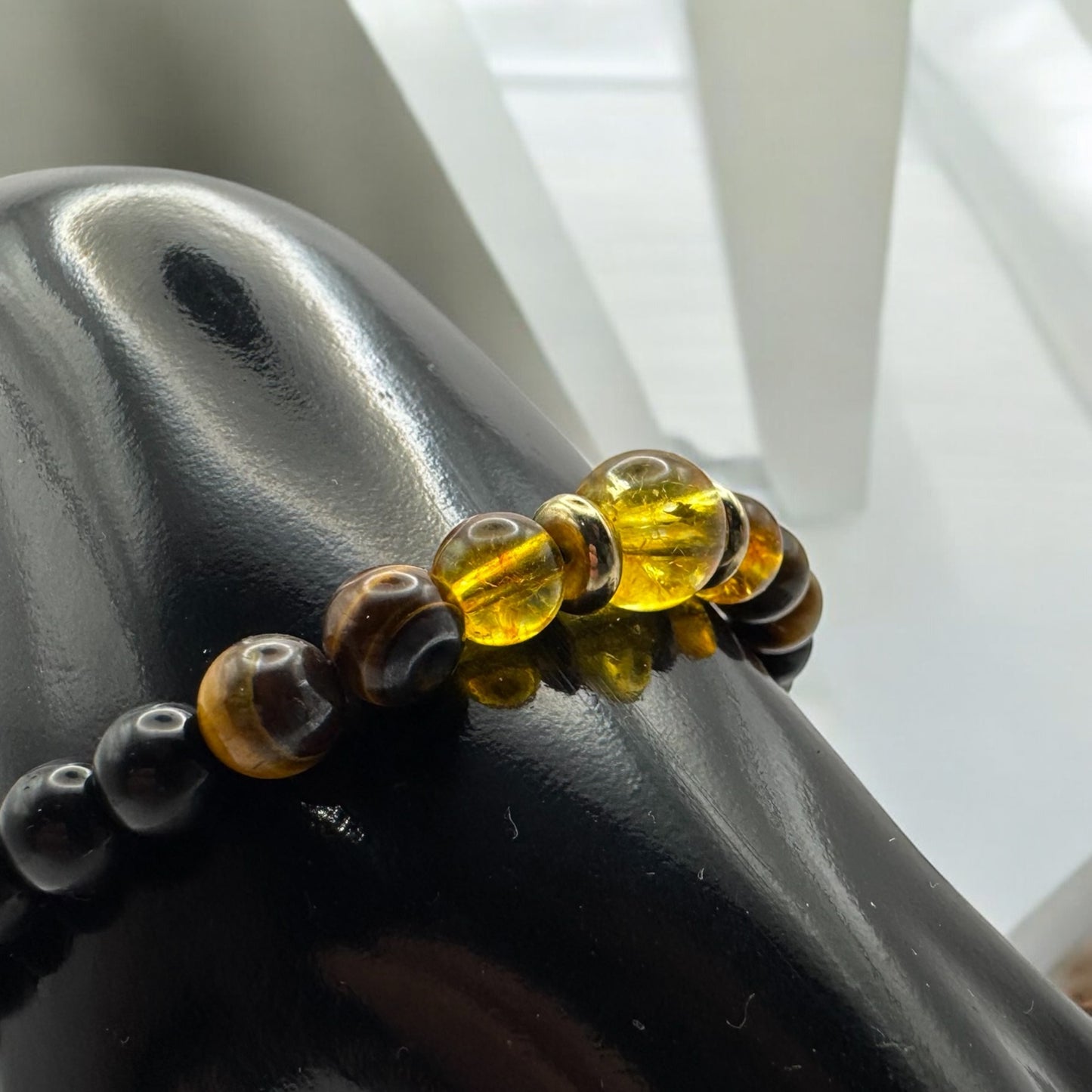 Bransoletka Cytryn Czarny Turmalin i Tygrysie Oko