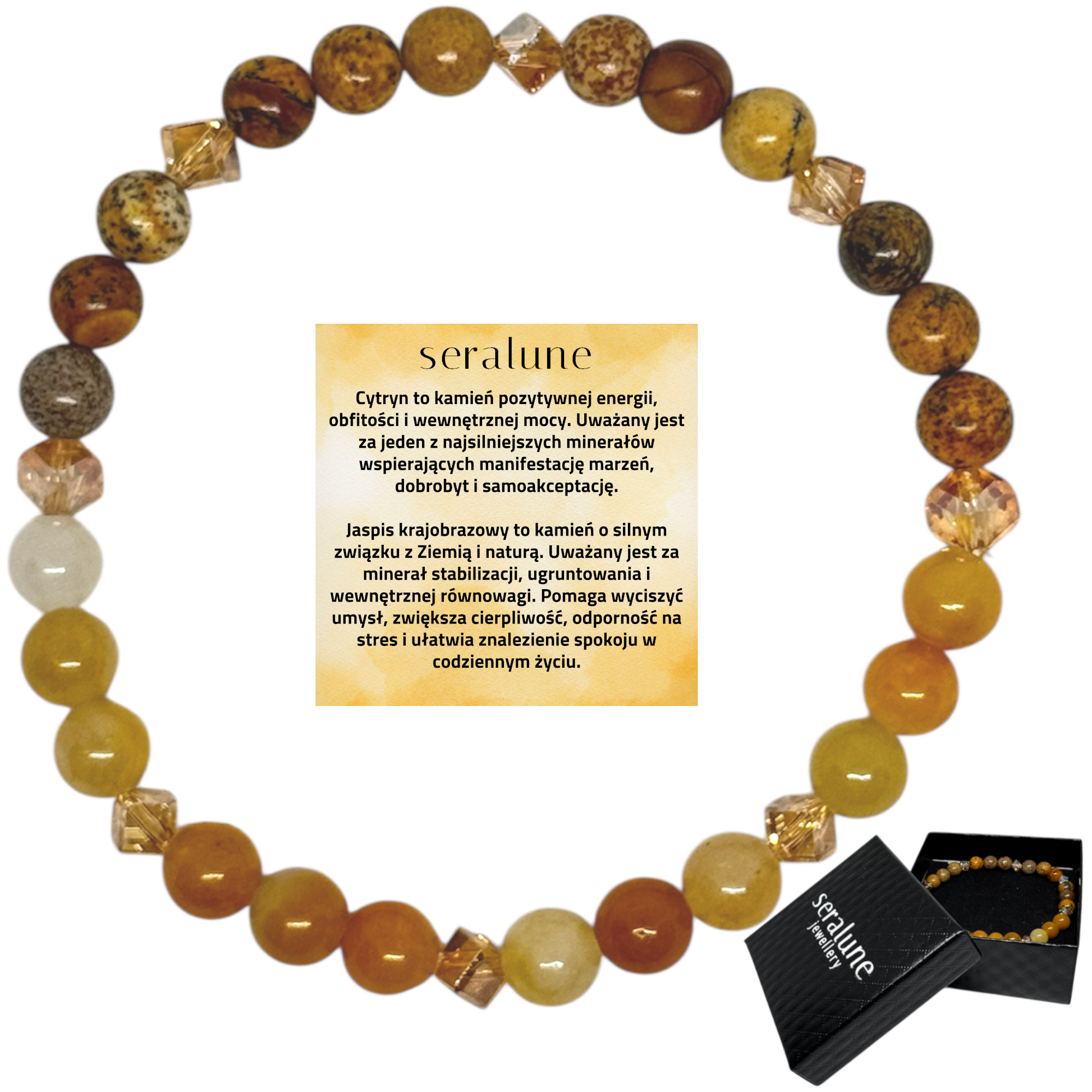 Bransoletka Cytryn Jaspis Krajobrazowy Ochrona Szczęście