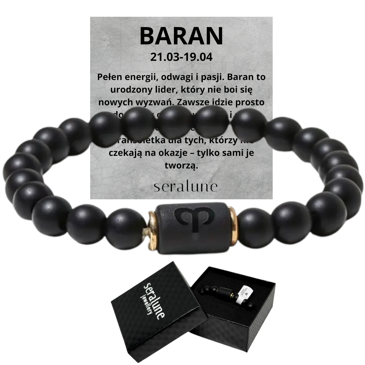 Bransoletka Dla Znaku Zodiaku Baran Z Onyksu 8mm