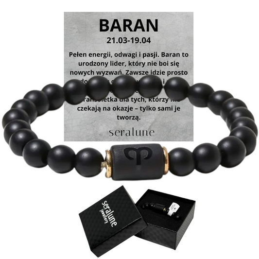 Bransoletka Dla Znaku Zodiaku Baran Z Onyksu 8mm