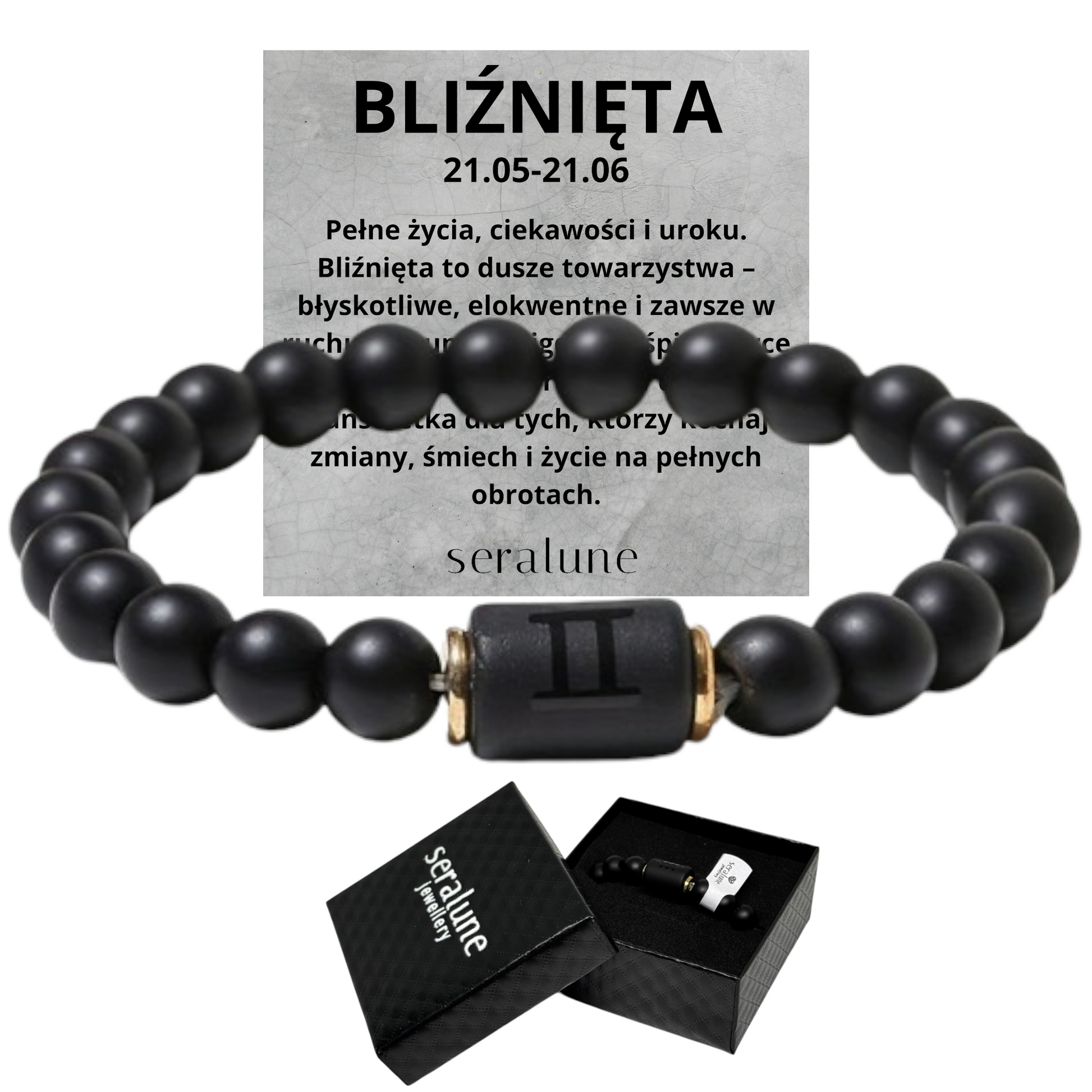 Bransoletka Dla Znaku Zodiaku Bliżnięta Onyks 8mm