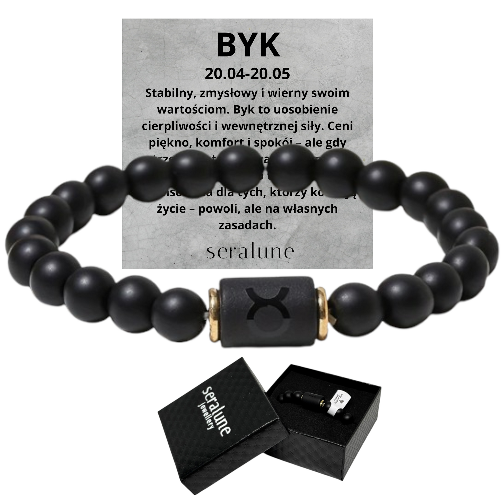 Bransoletka Dla Znaku Zodiaku Byk Onyks 8mm