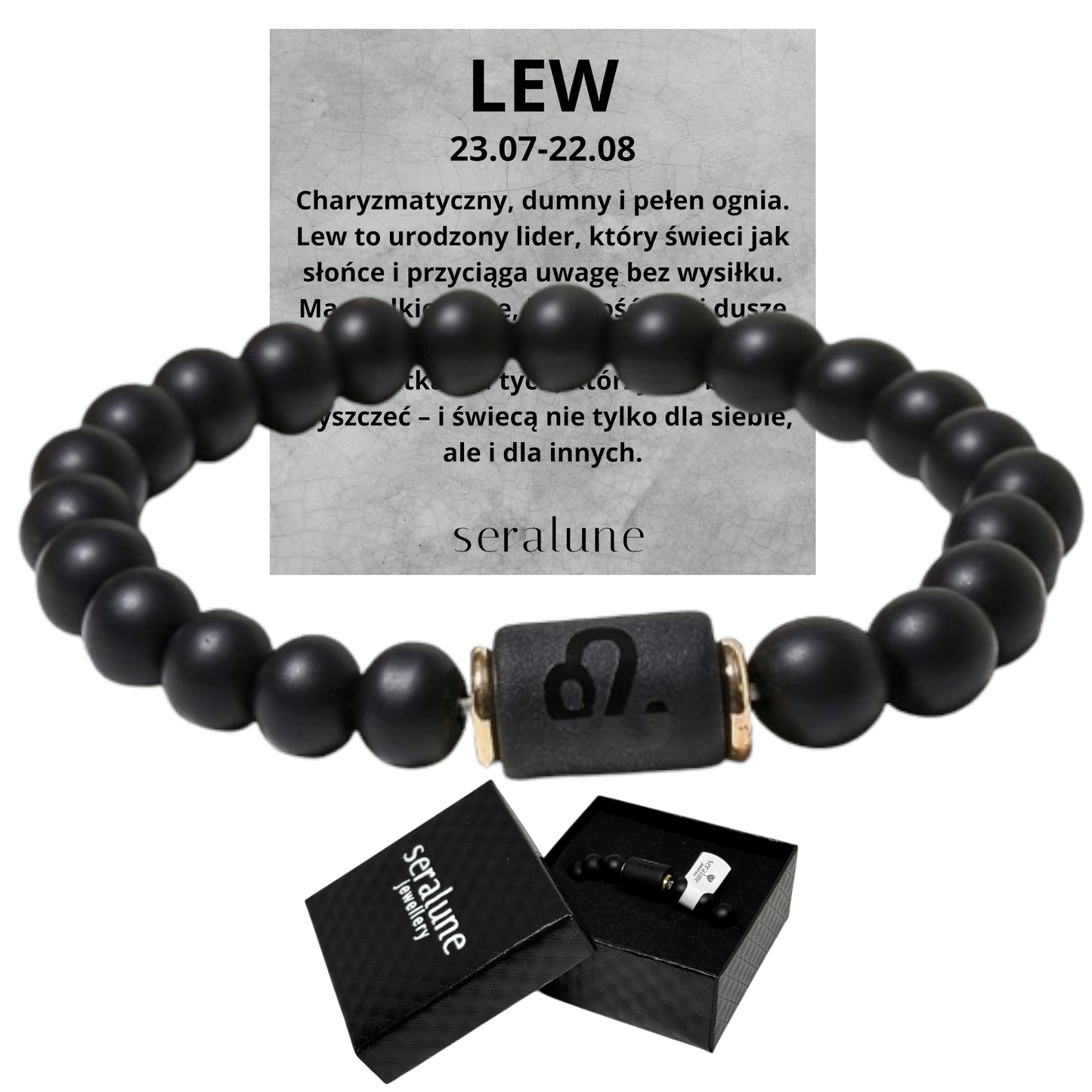 Bransoletka Dla Znaku Zodiaku Lew Onyks 8mm 