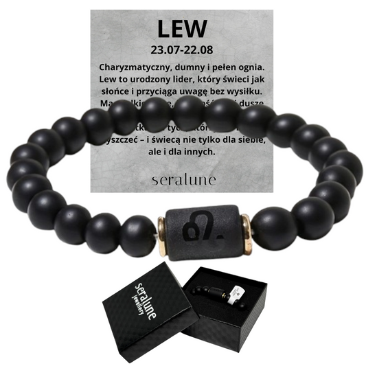 Bransoletka Dla Znaku Zodiaku Lew Onyks 8mm 
