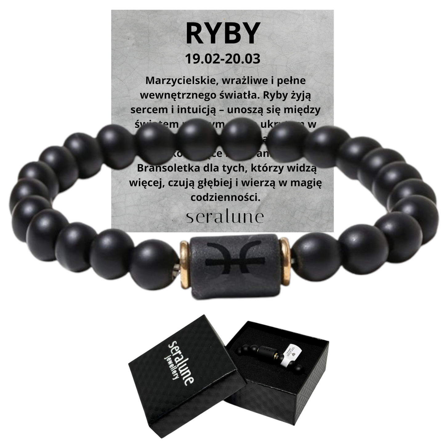 Bransoletka Dla Znaku Zodiaku Ryby Onyks 8mm 