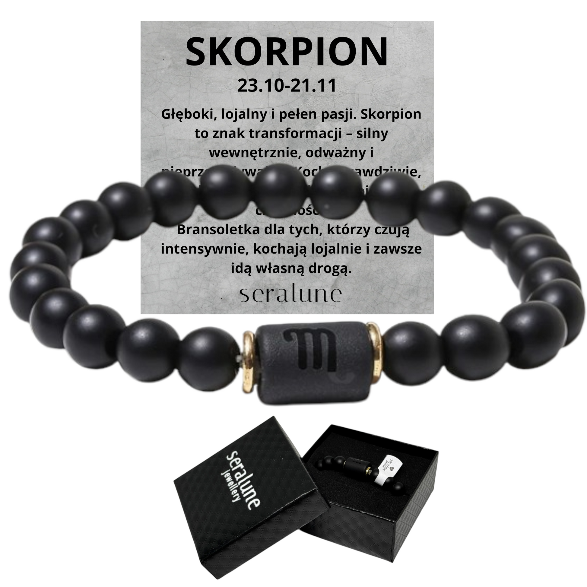 Bransoletka Dla Znaku Zodiaku Skorpion Onyks 8mm