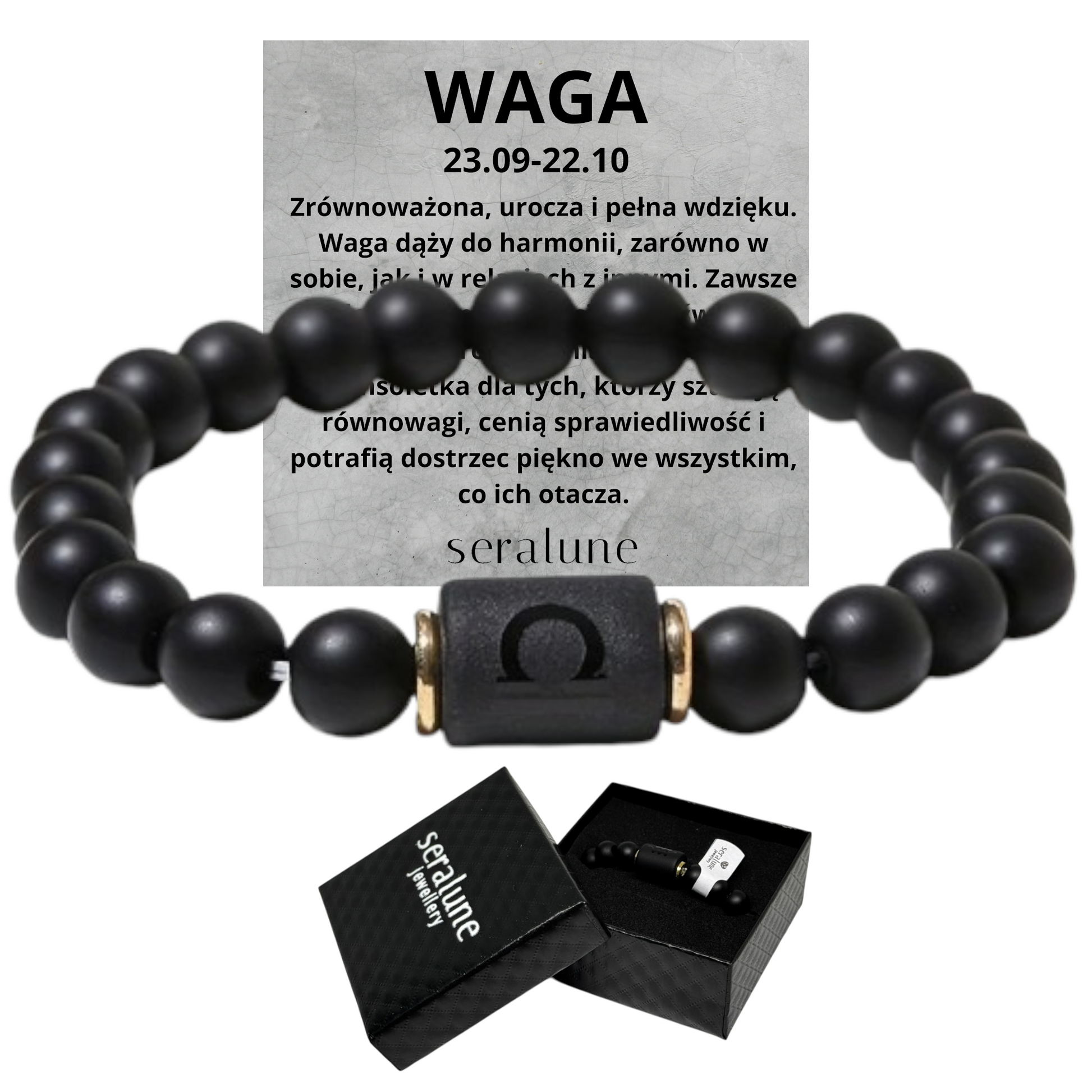 Bransoletka Dla Znaku Zodiaku Waga Onyks 8mm