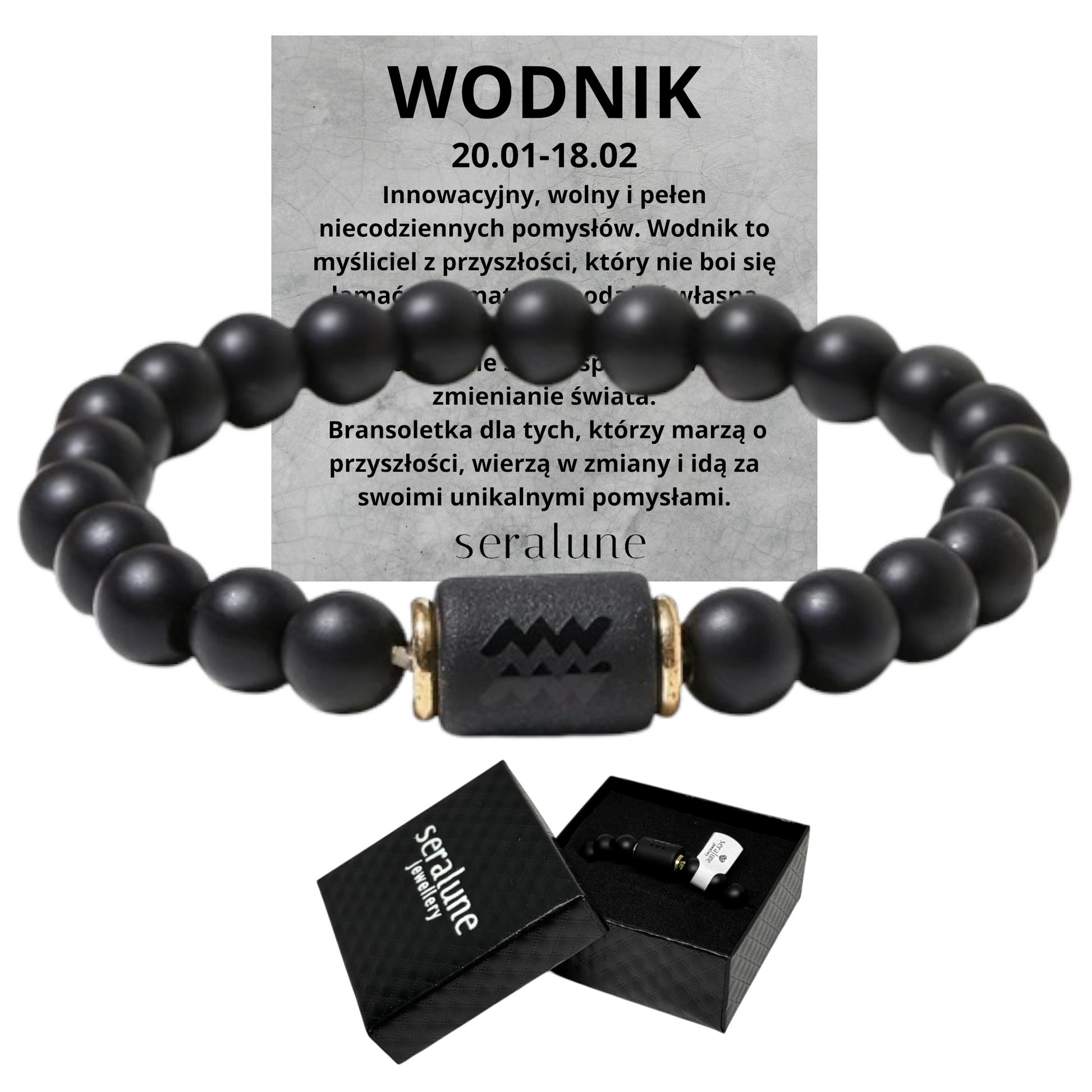 Bransoletka Dla Znaku Zodiaku Wodnik Onyks 8mm