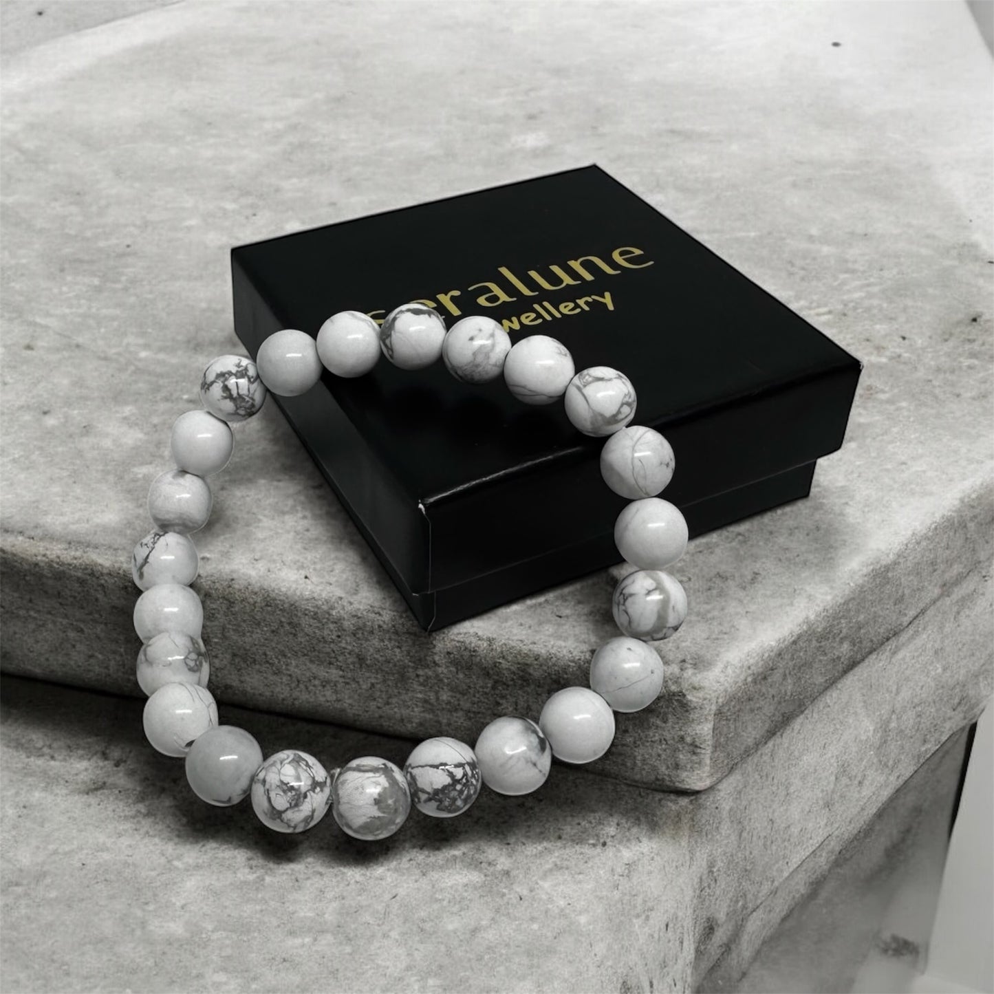 Bransoletka Howlit Biały 8mm Kamien Odwaga Sen Równowaga