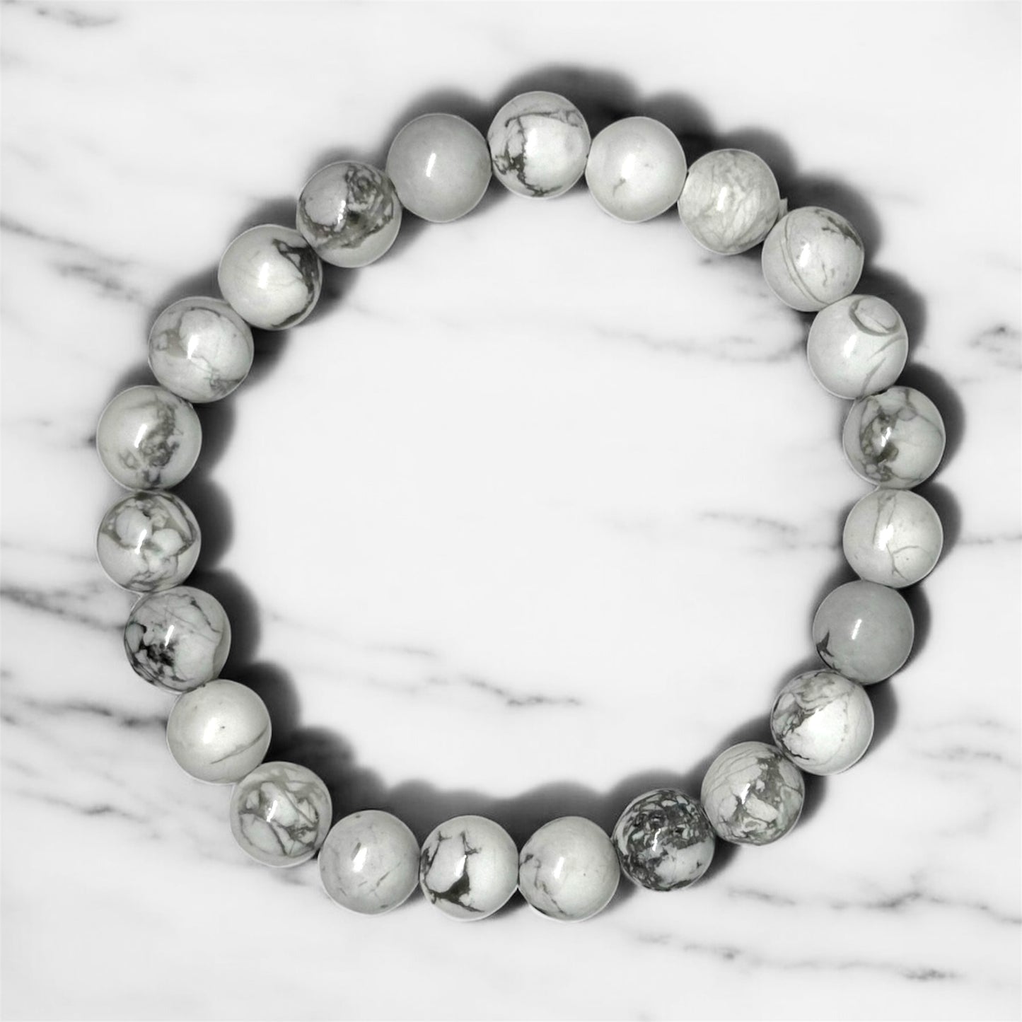 Bransoletka Howlit Biały 8mm Kamien Odwaga Sen Równowaga