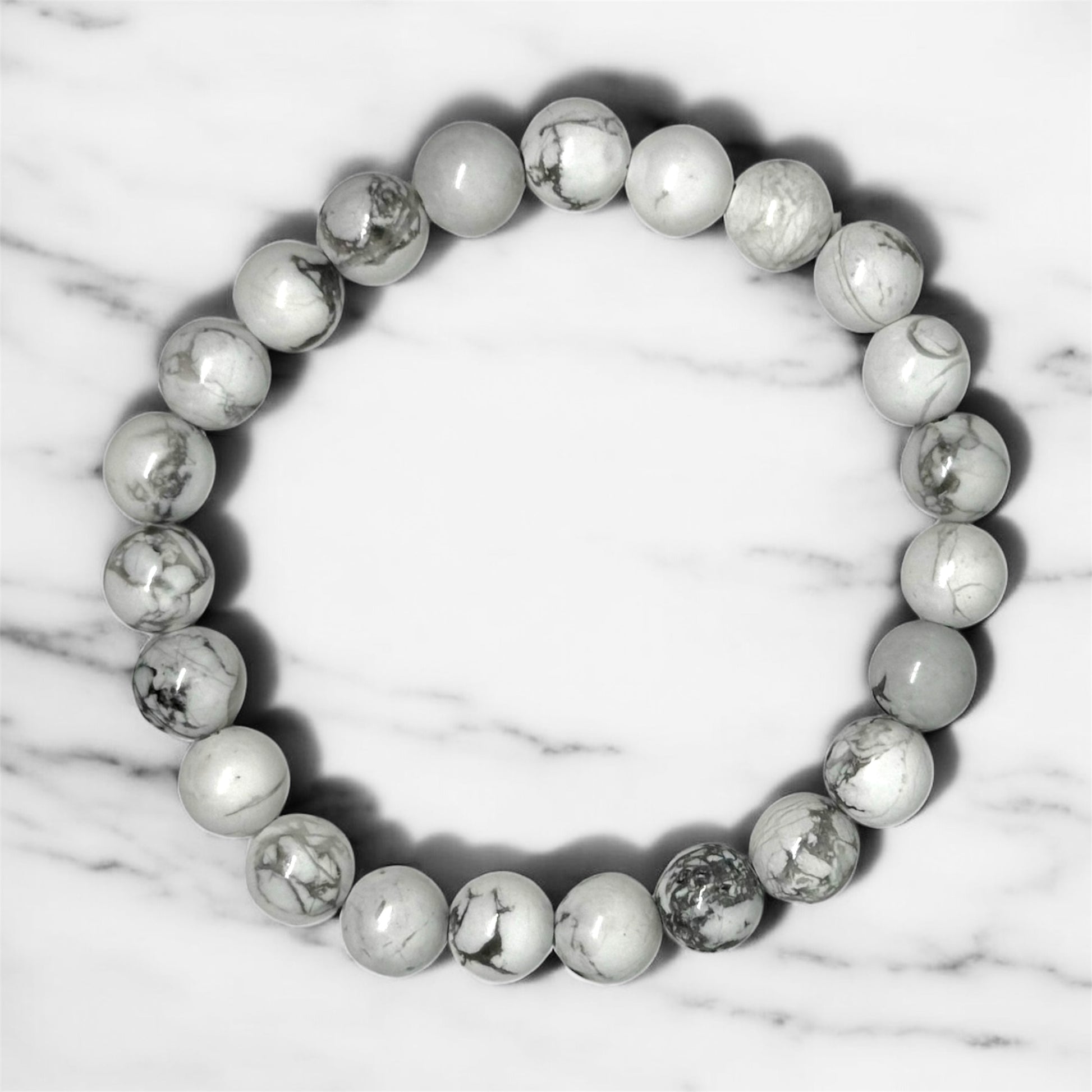 Bransoletka Howlit Biały 8mm Kamien Odwaga Sen Równowaga