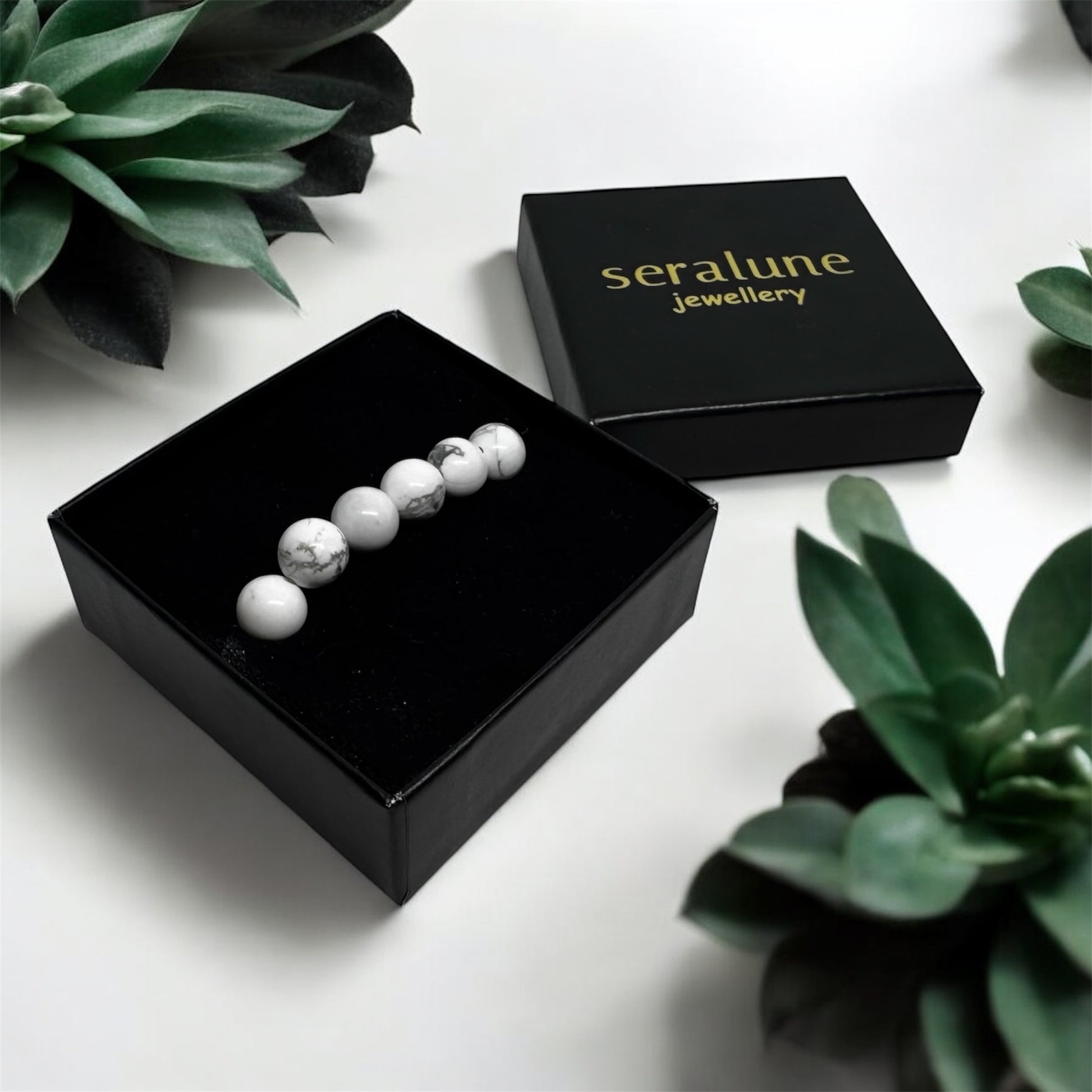 Bransoletka Howlit Biały 8mm Kamien Odwaga Sen Równowaga