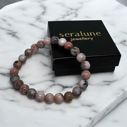 Bransoletka Jaspis Pastelowy Pink Zebra Spokój Harmonia