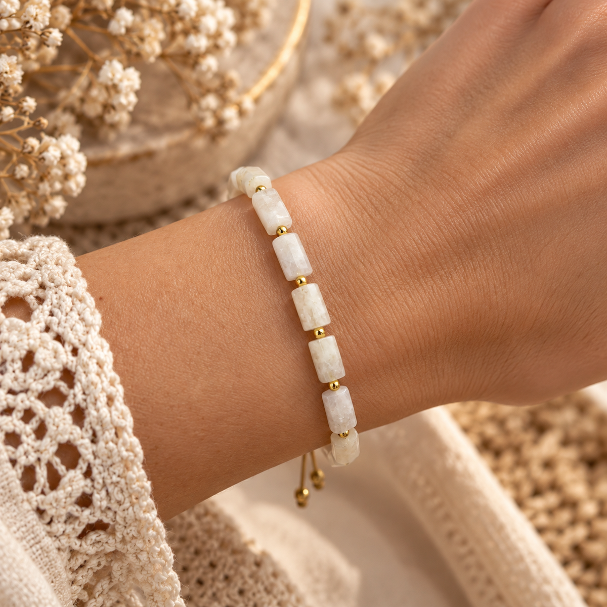 Bransoletka Kamień Księżycowy Moonstone 6mm Równowaga