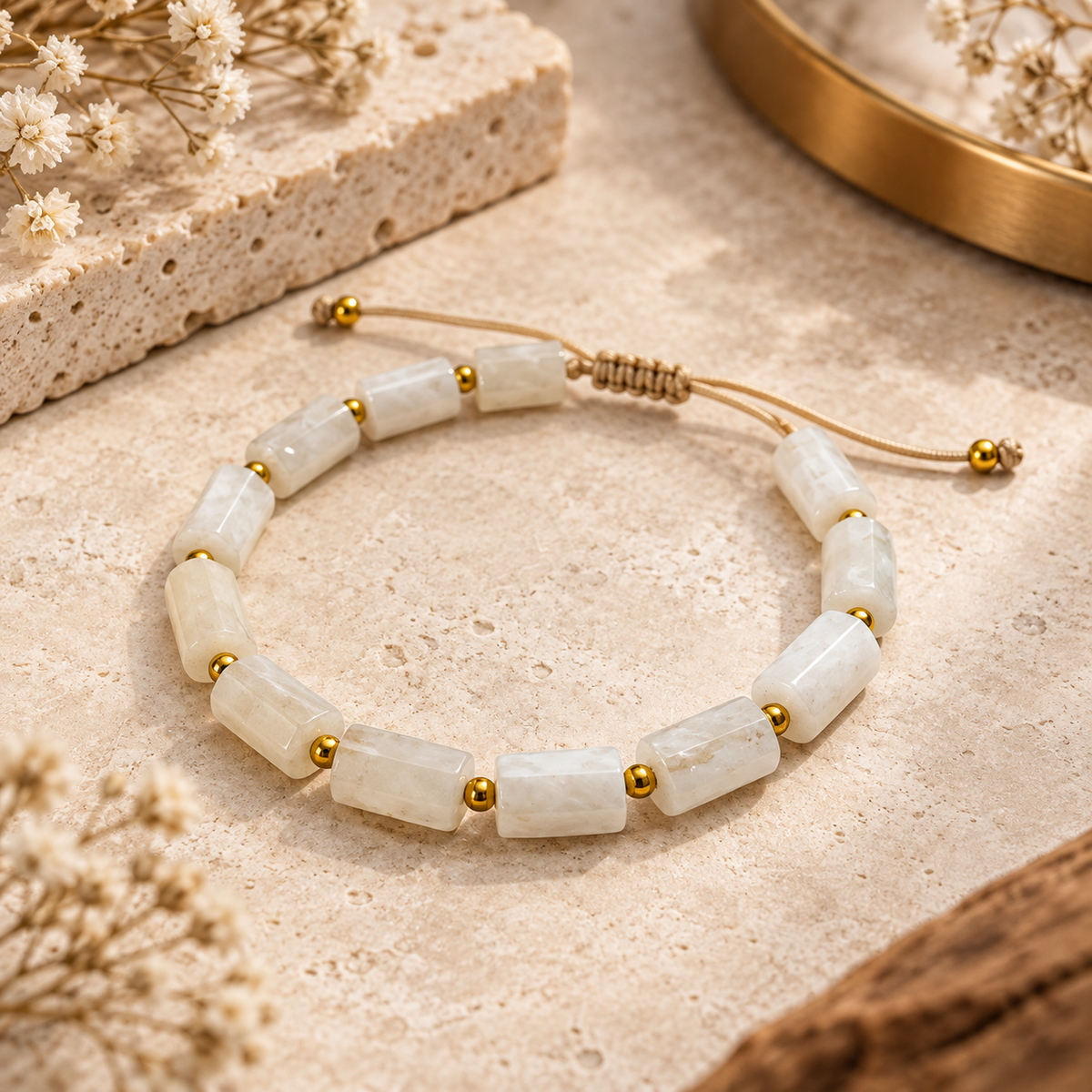 Bransoletka Kamień Księżycowy Moonstone 6mm Równowaga