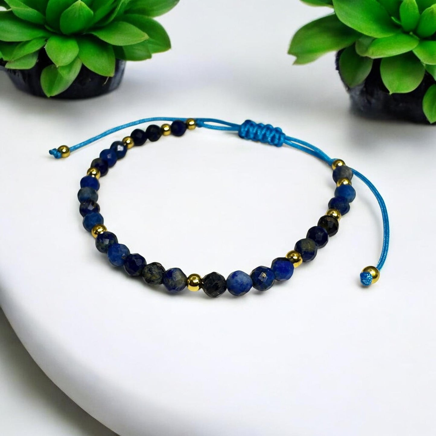 Bransoletka Lapis Lazuli Kamień 4mm Na Sznurku Harmonia
