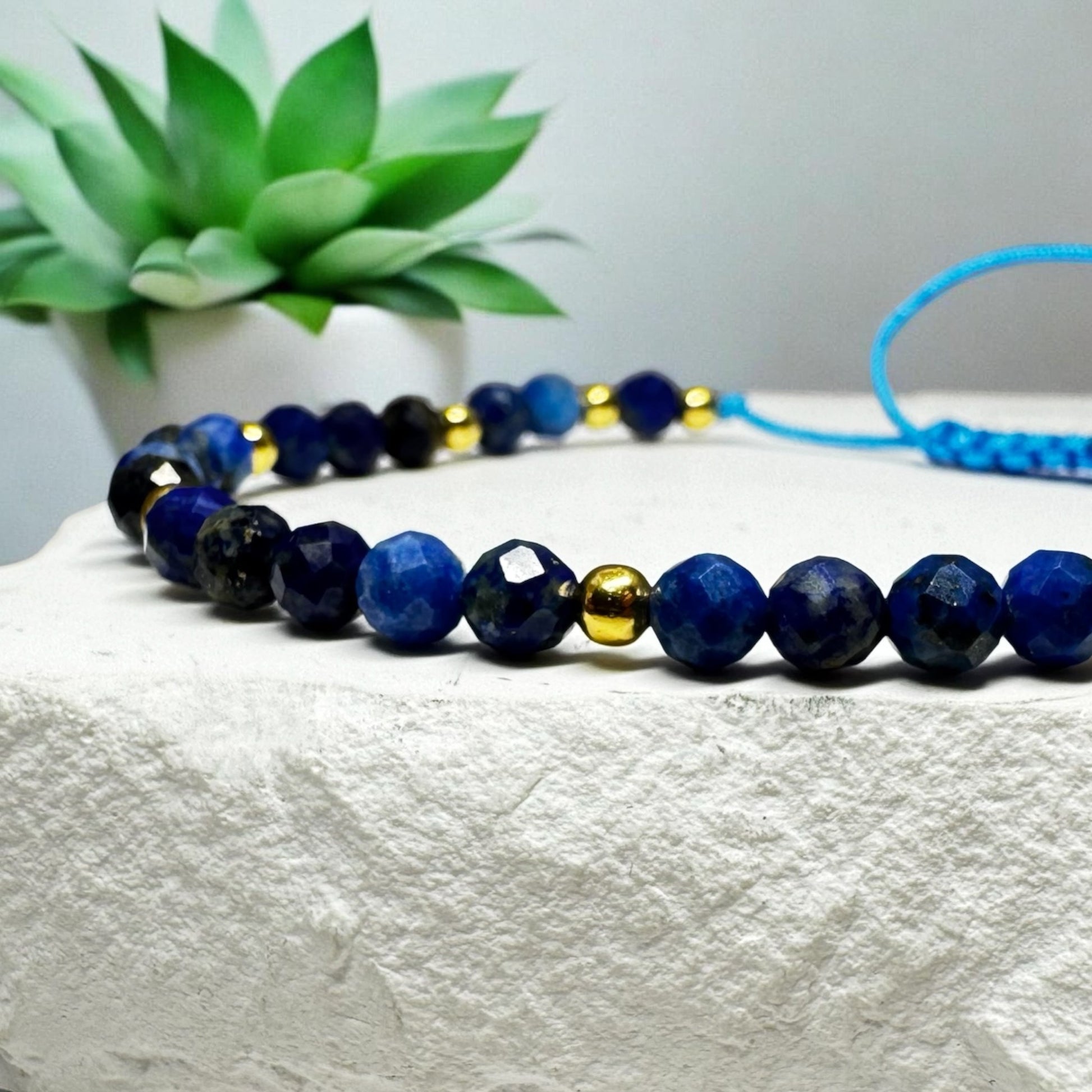 Bransoletka Lapis Lazuli Kamień 4mm Na Sznurku Harmonia