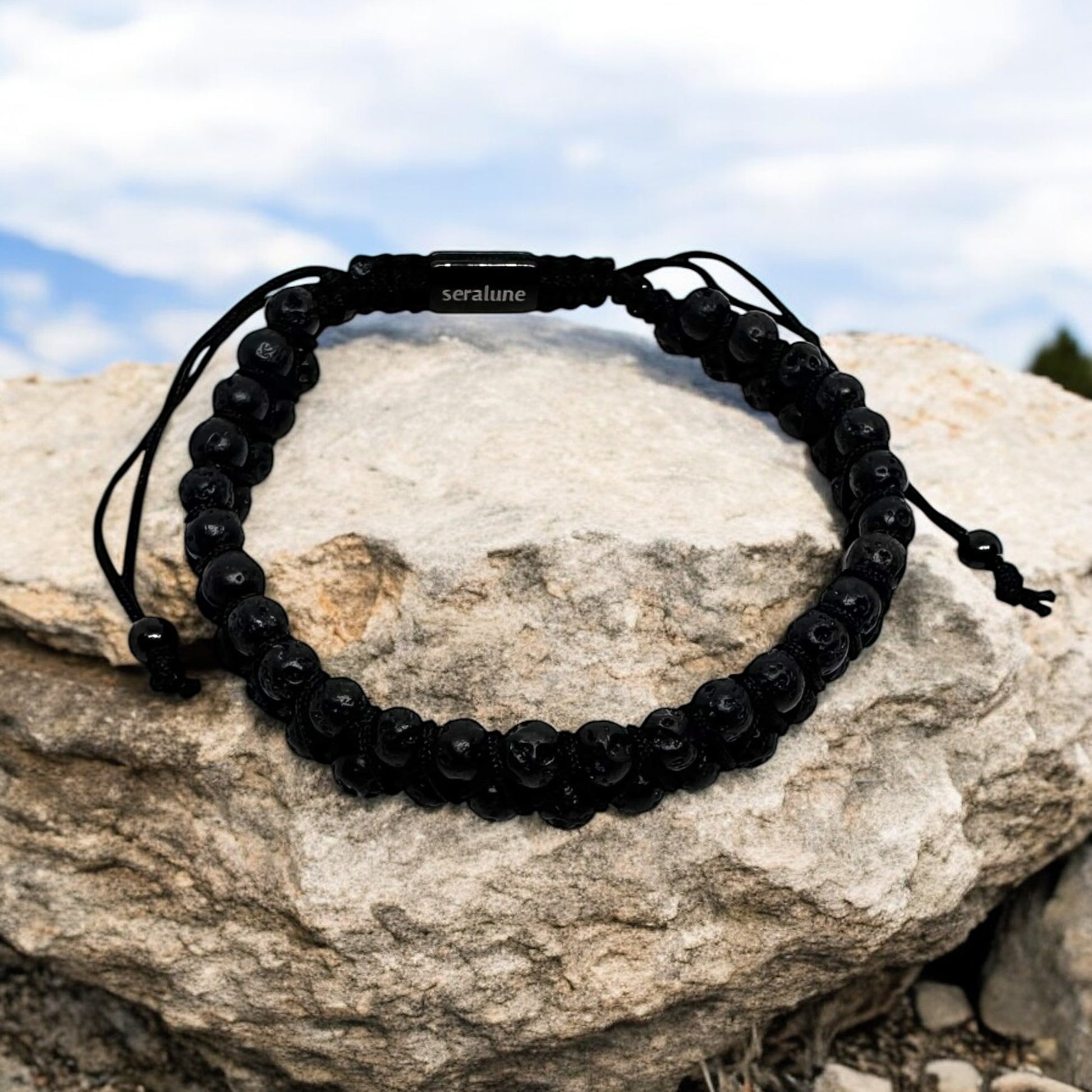 Bransoletka Lawa Wulkaniczna  Naturalny Kamień Seralune