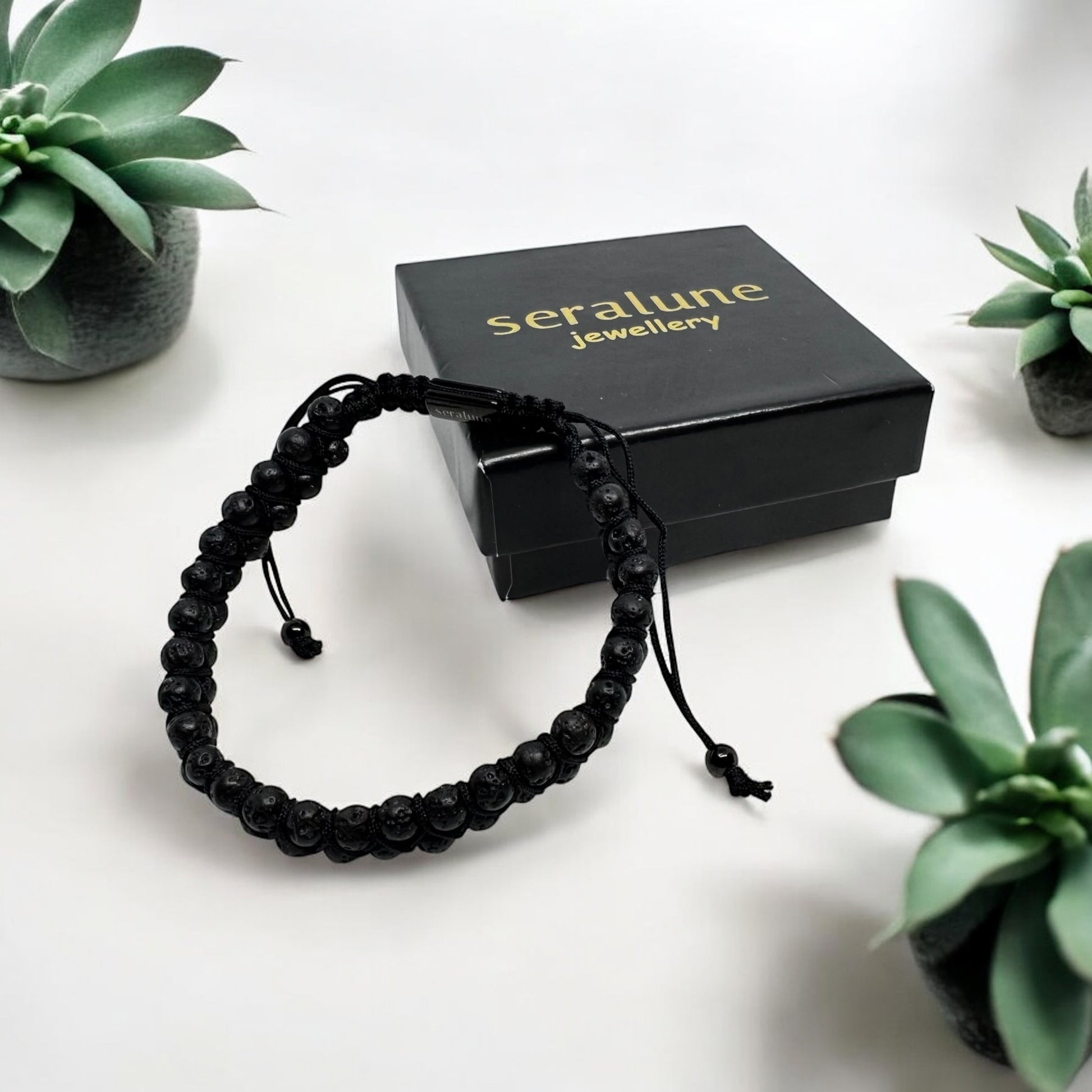 Bransoletka Lawa Wulkaniczna  Naturalny Kamień Seralune