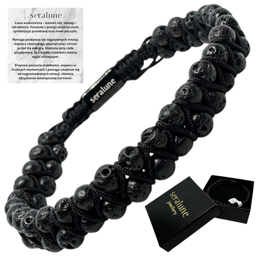 Bransoletka Lawa Wulkaniczna  Naturalny Kamień Seralune
